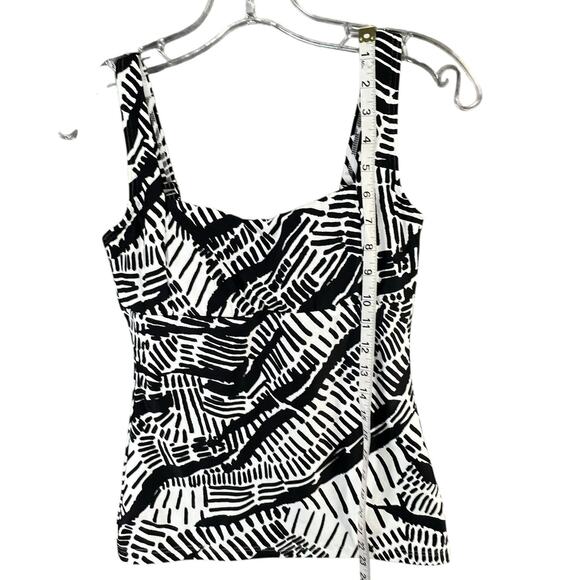 Sea Level Swim Tankini Top Womens 8 Black White Pampas Square Neck Multifit Cup - Picture 9 of 14